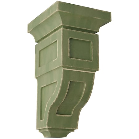 Ekena Millwork 4"W x 4 3/4"D x 8"H Small Reyes Wood Vintage Decor Corbel, Restoration Green CORWD04X04X08RYGR
